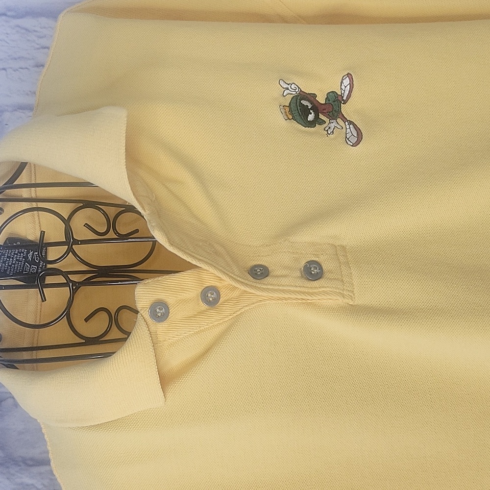 Warner Bros. Marvin The Martian Polo Yellow Shirt Looney Tunes Golf Men's XL - Picture 2 of 7